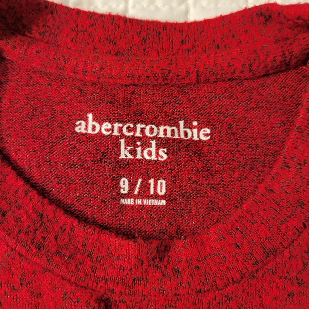 🎄🎁Abercrombie Kids Heathered Red Long Sleeve Shirt Christmas Holiday Festive Fun - Picture 3 of 8